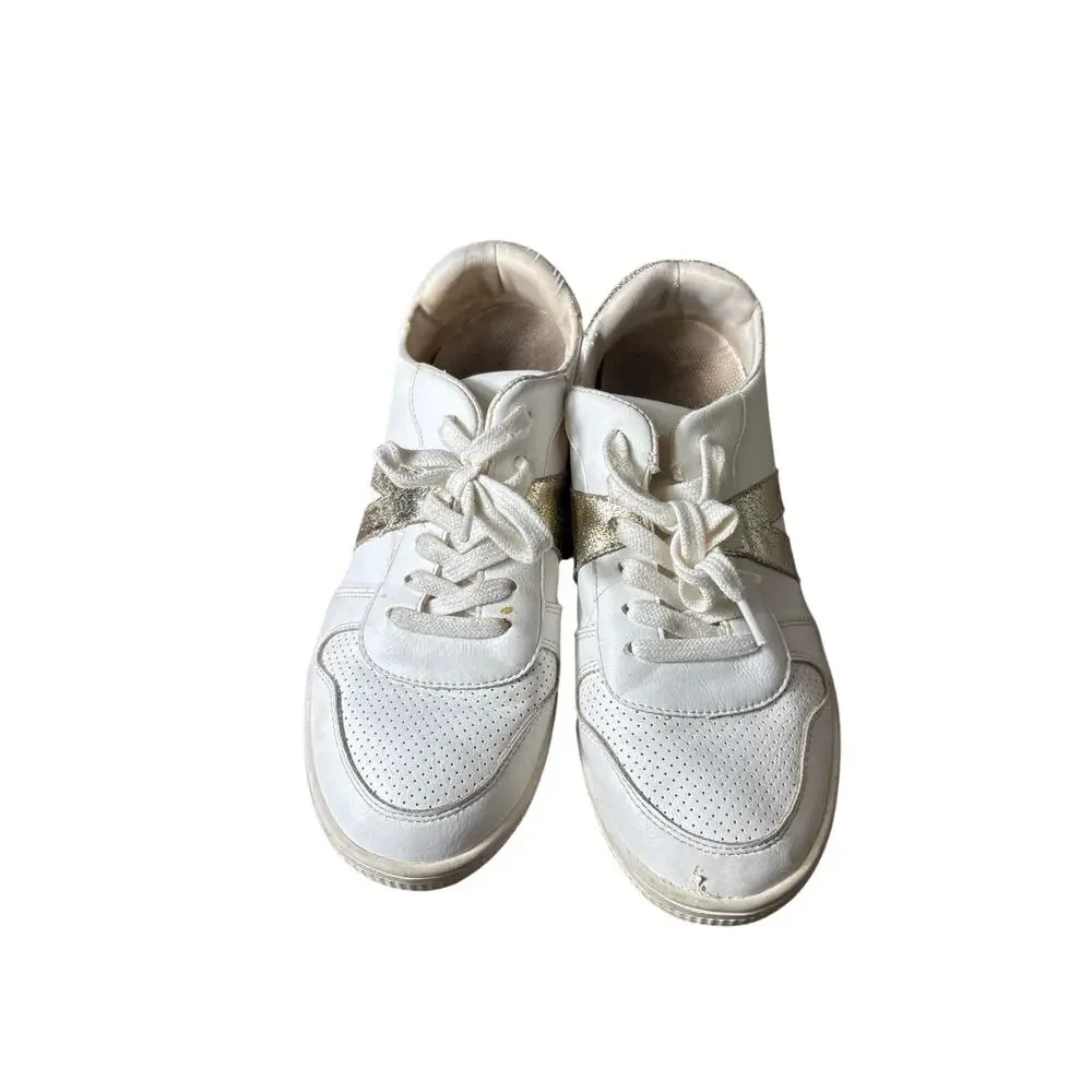 Girls Mia White and Gold Tennis Shoes Sz 5